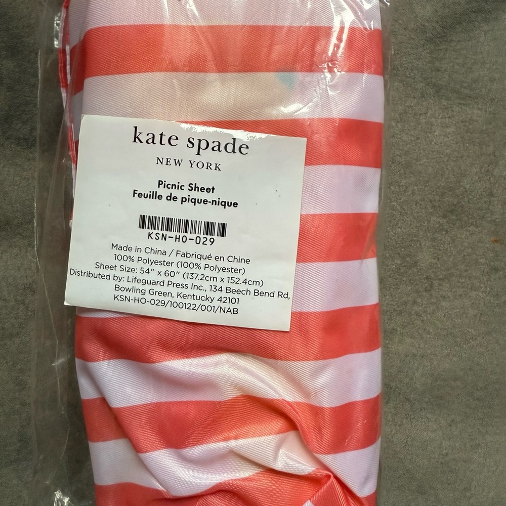 Kate Spade Coral and White Striped Picnic Sheet
